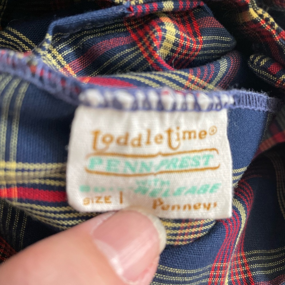 Vintage Toddle Time Penneys Plaid Kids Overalls Size 1 - Picture 8 of 8